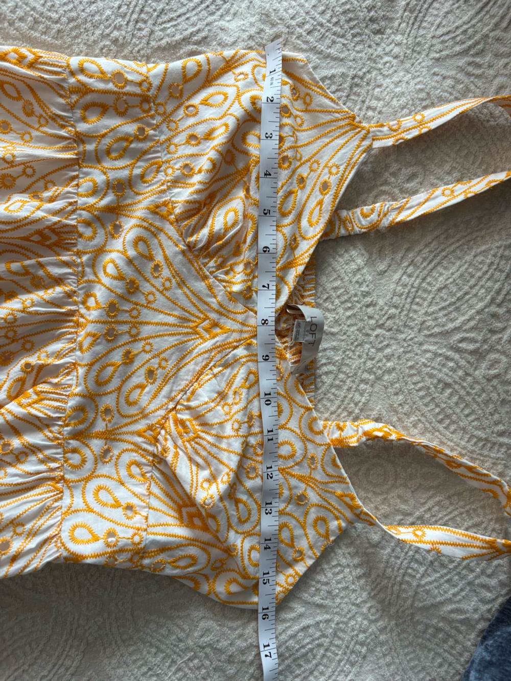 LOFT Light Orange Embroidered Swirls Sleeveless Maxi Dress Open Back 4 - Picture 10 of 12